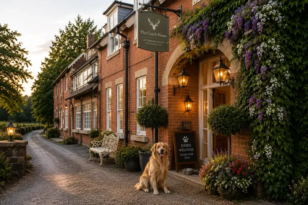 Cozy countryside inn at sunset