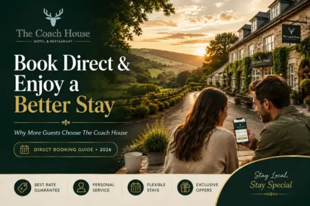 Couple booking a countryside stay directly with The Coach House in Otterburn, Northumberland.